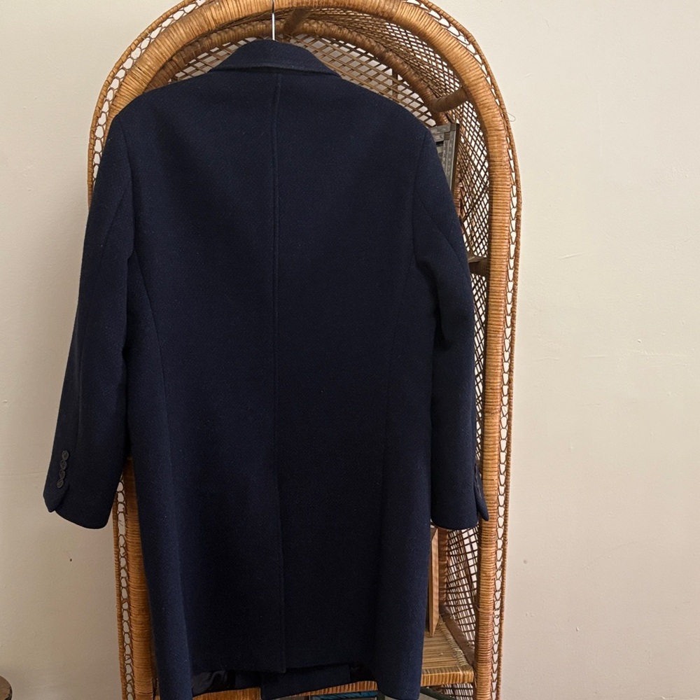 Brooks Brothers Dark BlueDouble-Breasted Men's Long Topcoat Size 40R - Picture 2 of 13
